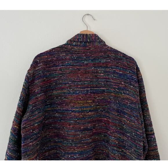 Vtg 90's CHICOS Multicolored Button Up Woven Silk Jacket Sz 3 Natural Fiber - Picture 5 of 7